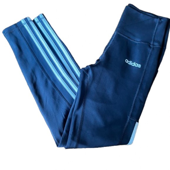 Adidas Grey Leggings with Stretchy Fit and Breathable Stripes - small - Picture 1 of 5
